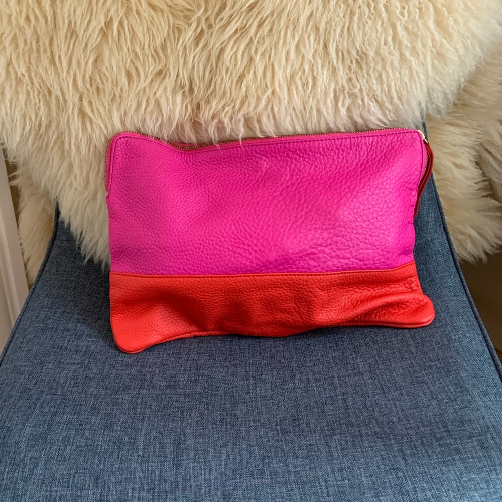 Colorblock Leather Gap clutch